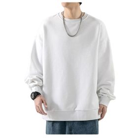 Bestgift Dip Beyaz Yuvarlak Boyun Erkek Sweatshirt
