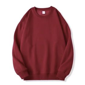 Bestgift Dip Şarap Kırmızısı Kalınlaşmış Yuvarlak Boyun Erkek Sweatshirt