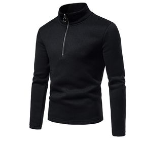 Bestgift Dip Siyah Yüksek Yaka Erkek Sweatshirt
