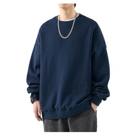 Bestgift Dip Tibet Mavisi Yuvarlak Boyun Erkek Sweatshirt
