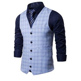 Bestgift Ekose Açık Mavi Erkek Takım Hırka Yelek