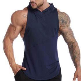 Bestgift Fitness Mavi Kapşonlu Erkek Spor Atlet