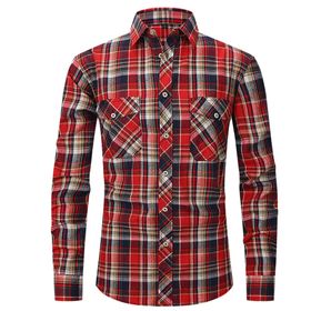 Bestgift Flanel Uzun Kollu Çift Cepli Kırmızı 2 Erkek Gömlek