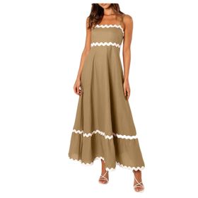 Bestgift Halter Haki Korse Kadın Elbise