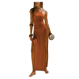 Bestgift Halter Turuncu Elbise