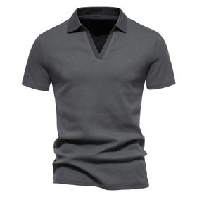 Bestgift Henley Koyu Gri Kısa Kollu Spor Erkek T-shirt
