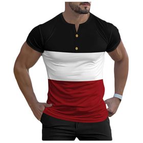 Bestgift Henley Resim Rengi 5 Kısa Kollu Spor Erkek T-shirt