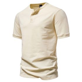 Bestgift Henry Yellow Üç Düğmeli Erkek Kısa Kollu T-shirt