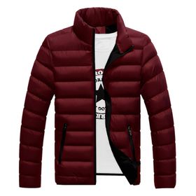 Bestgift Kapitone Kırmızı Red Wine Yüksek Yaka Erkek Ceket