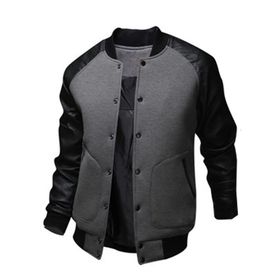 Bestgift Koyu Gri Erkek Beyzbol Ceketi