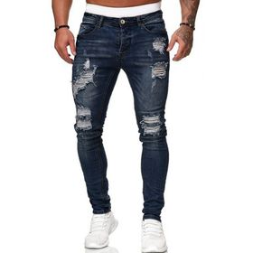 Bestgift Koyu Mavi Küçük Paça İnce Erkek Kot Pantolon