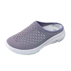 Bestgift Mor Kalın Taban Topuksuz Kadın Sandalet