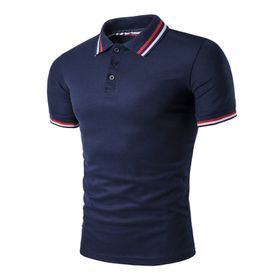 Bestgift Pamuklu Kısa Kollu Çizgili Polo Yaka Erkek Tişört