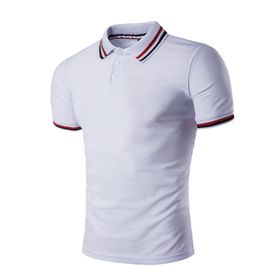 Bestgift Pamuklu Kısa Kollu Çizgili Polo Yaka Erkek Tişört