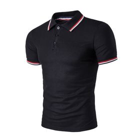 Bestgift Pamuklu Kısa Kollu Çizgili Polo Yaka Erkek Tişört