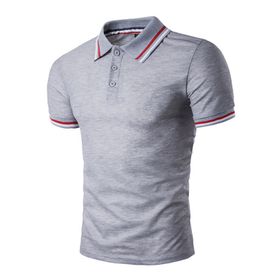 Bestgift Pamuklu Kısa Kollu Çizgili Polo Yaka Erkek Tişört