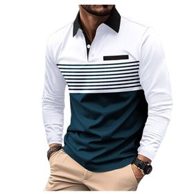 Bestgift Polo Beyaz Uzun Kollu Çizgili Baskılı Erkek Gömlek