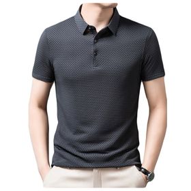 Bestgift Polo Gri Kısa Kollu Günlük Erkek T-shirt