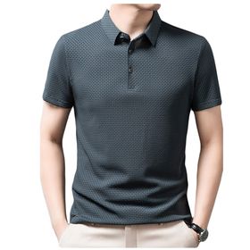 Bestgift Polo Mavi Gri Kısa Kollu Günlük Erkek T-shirt