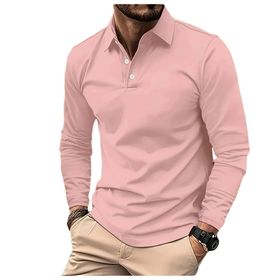 Bestgift Polo Pembe Kırmızı Uzun Kollu Erkek Gömlek