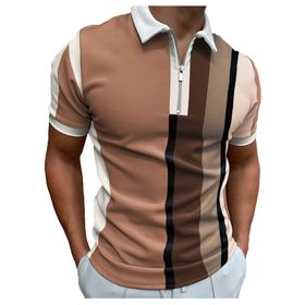 Bestgift Polo Resim Rengi 1 Kısa Çizgili Erkek T-shirt