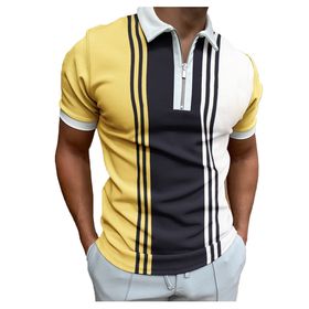 Bestgift Polo Resim Rengi 3 Kısa Çizgili Erkek T-shirt