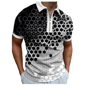 Bestgift Polo Resim Rengi 6 Kısa Çizgili Erkek T-shirt