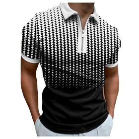 Bestgift Polo Resim Rengi 8 Kısa Çizgili Erkek T-shirt