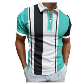 Bestgift Polo Resim Renk 2 Kısa Çizgili Erkek T-shirt