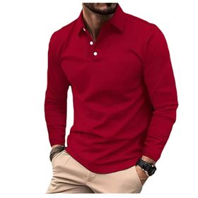 Bestgift Polo Wine Red Uzun Kollu Erkek Gömlek