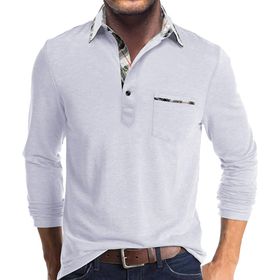 Bestgift Polo Yaka Beyaz Uzun Kollu Erkek Gömlek