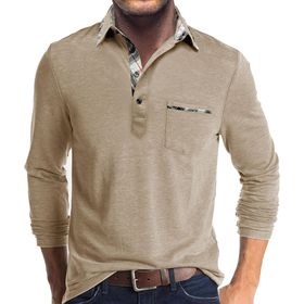 Bestgift Polo Yaka Kayısı Uzun Kollu Erkek Gömlek