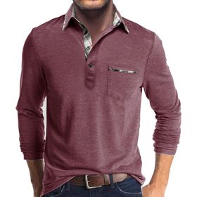 Bestgift Polo Yaka Wine Red Uzun Kollu Erkek Gömlek