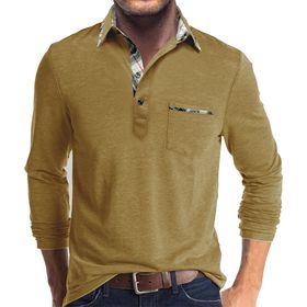 Bestgift Polo Yaka Yellow Uzun Kollu Erkek Gömlek