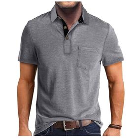 Bestgift Polos Açık Gri Kısa Kollu Erkek T-shirt