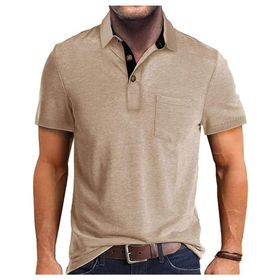 Bestgift Polos Bej Kısa Kollu Erkek T-shirt