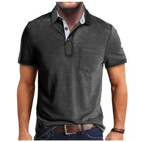 Bestgift Polos Koyu Gri Kısa Kollu Erkek T-shirt