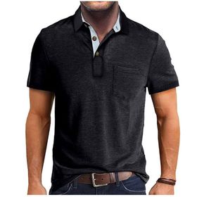 Bestgift Polos Siyah Kısa Kollu Erkek T-shirt