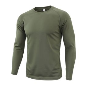 Bestgift Resim Rengi 1 Yuvarlak Boyun Uzun Kollu Kamuflaj Erkek T-Shirt