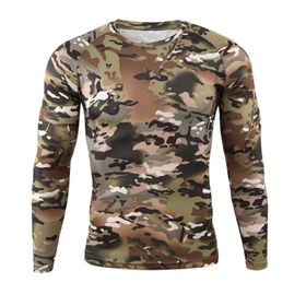 Bestgift Resim Rengi 11 Yuvarlak Boyun Uzun Kollu Kamuflaj Erkek T-Shirt