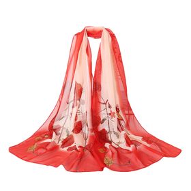 Bestgift Resim Rengi 13 Şifon İpek 150x150 cm Kadın Eşarp Şal