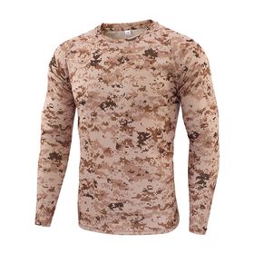 Bestgift Resim Rengi 16 Yuvarlak Boyun Uzun Kollu Kamuflaj Erkek T-Shirt
