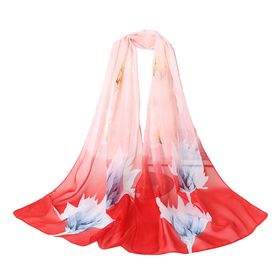 Bestgift Resim Rengi 2 Şifon İpek 150x150 cm Kadın Eşarp Şal