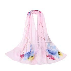 Bestgift Resim Rengi 25 Şifon İpek 150x150 cm Kadın Eşarp Şal