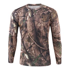 Bestgift Resim Rengi 6 Yuvarlak Boyun Uzun Kollu Kamuflaj Erkek T-Shirt