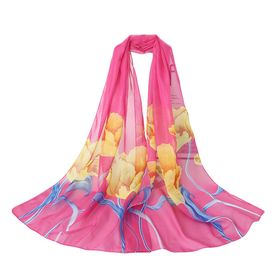 Bestgift Resim Rengi 7 Şifon İpek 150x150 cm Kadın Eşarp Şal