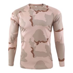Bestgift Resim Rengi 9 Yuvarlak Boyun Uzun Kollu Kamuflaj Erkek T-Shirt