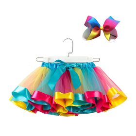 Bestgift RT078 Çizgili Yay Tütü Balık Pullu Kız Çocuk Etek