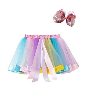 Bestgift RT129 Çizgili Yay Tütü Balık Pullu Kız Çocuk Etek