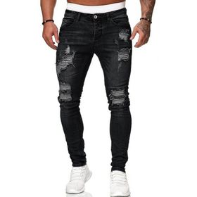 Bestgift Siyah Küçük Paça İnce Erkek Kot Pantolon